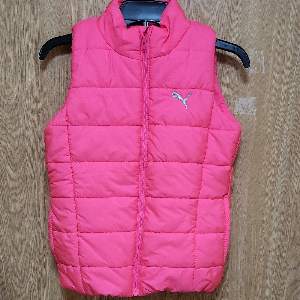 Pink Puffer Vest with Logo